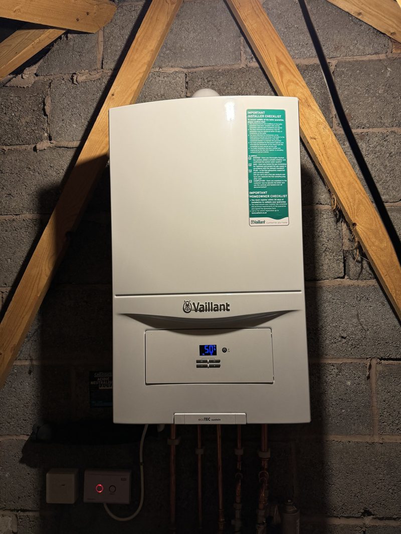 Vaillant boiler installed in a loft